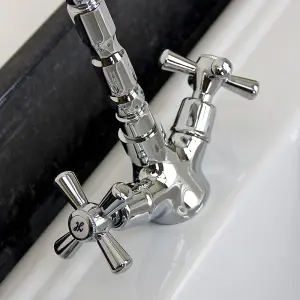 Astini Traditional Chrome Twin Handle Kitchen Sink Mixer Tap