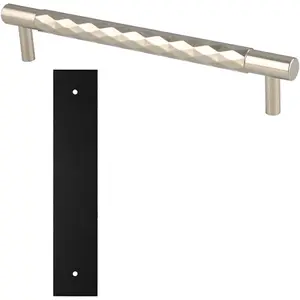 Pull Handle & Contrasting Backplate Set - Designer Diamond T Bar - Polished Nickel & Black