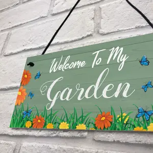 Red Ocean Welcome To My Garden Sign Hanging Door Wall Sign Garden Signs And Plaques Shed Summerhouse Sign Gift For Him Her