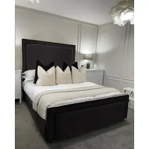 Bianca Plush Velvet Black Bed Frame