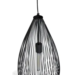 Interiors By Premier Sleek Teardrop Black Finish Pendant Light, Effortlessly Maintained Down Light Wall, Sturdy Ceiling Light