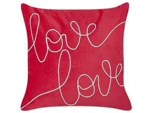 Throw Cushion SIDERASIS Cotton 45 x 45 cm Text Embroidery Red