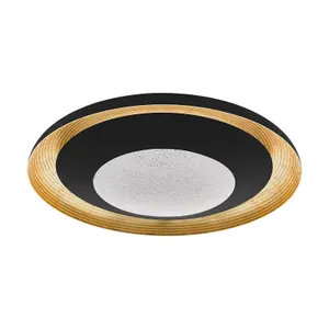 Wall Flush Ceiling Light Black Gold Transparent Plastic & Granille LED 24.5W