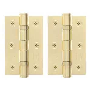 AFIT Satin Brass Door Hinges - 3 Inch / 76mm  Internal Fire Door Hinges - 1 Pair