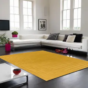 Yellow Wool Easy to clean Optical/ (3D) Handmade , Luxurious , Modern , Wool Rug for Living Room, Bedroom - 160cm X 230cm