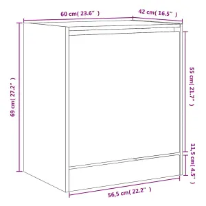 Berkfield Shoe Cabinet Brown Oak 60x42x69 cm Engineered Wood