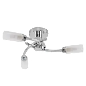 ValueLights Claudia Modern 3 Way Spiral Flush Chrome Ceiling Light Fitting with Glass Shades