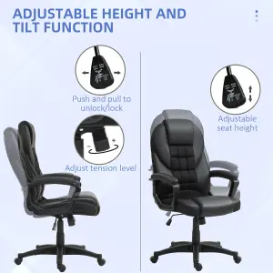 HOMCOM Executive Office Chair High Back Computer Chair with Armrests Black