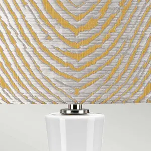 Luminosa Milo Table Lamp with Round Shade, Polished Nickel, White, Yellow