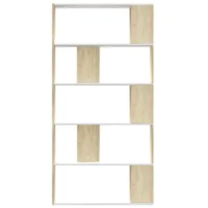 Berkfield Book Cabinet/Room Divider White and Sonoma Oak 80x24x159 cm Engineered Wood