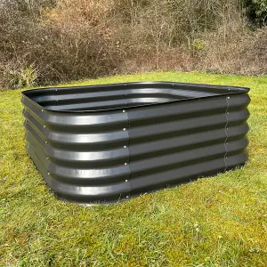 Set of 2 x Large Metal Raised Vegetable Bed in Dark Grey (120cm)