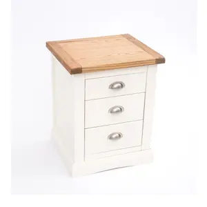 Cosenza 3 Drawer Bedside Table Chrome Cup Handle