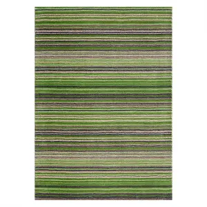 Handmade Easy to Clean Modern Striped Green Wool Rug for Living Room & Bedroom-160cm X 230cm