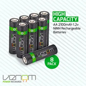 Venom Rechargeable AA Batteries - 2100mAh High Capacity - Pack of 8