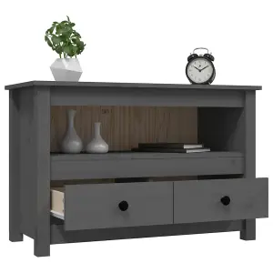 Berkfield TV Cabinet Grey 79x35x52 cm Solid Wood Pine