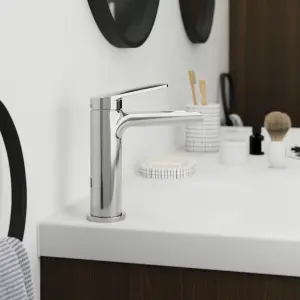 GoodHome Ajeeta Medium Matt Black Round Basin Mixer Tap