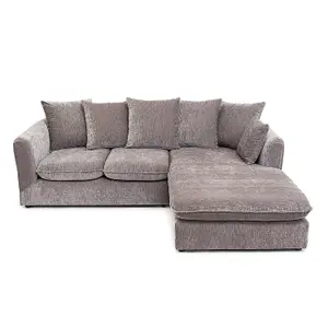 Lucas Water Repellent Velvet Chenille Right Facing Corner Sofa in Grey