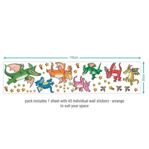 Zog and Dragons Wall Sticker Pack Children's Bedroom Nursery Playroom Décor Self-Adhesive Removable