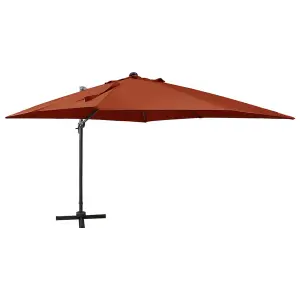 Berkfield Cantilever Umbrella with Pole and LED Lights Terracotta 300 cm