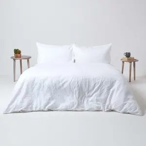 Homescapes White Linen Deep Fitted Sheet, Single