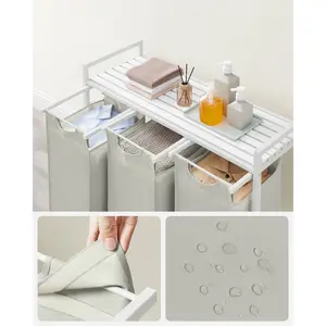 Fabric Laundry Basket with Handles White/Grey