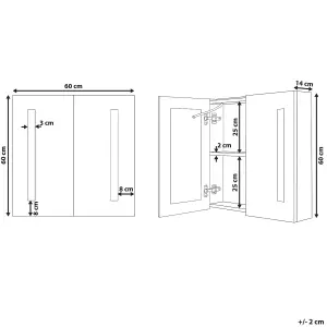 Bathroom Wall Mounted Mirror Cabinet with LED 60 x 60 cm Black CHABUNCO