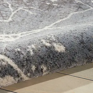 Grey Luxurious Modern Abstract Easy to Clean Rug For Bedroom & Living Room-66 X 229cm (Runner)