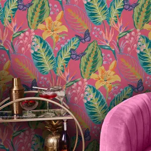 Envy Eden Hot Pink Floral Wallpaper