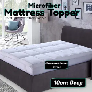 Microfiber Mattress Toppers 10cm Deep Hotel Quality Box Stitch Elastic Corners Anti Allergy All Sizes