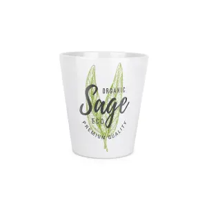 Purely Home Green Label Herbs Sage Plant Pot - Small Ceramic Plant Pot Gift