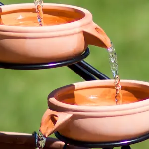 Primrose Terracotta Jug & Bowl Cascade Solar Water Feature with Battery Backup and Lights 55cm