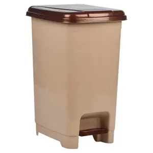 URBNLIVING Height 41cm Cappuccino 15L Slim Foot Pedal Rubbish Bin Trash Garbage Can Waste Basket With Insert & Lid