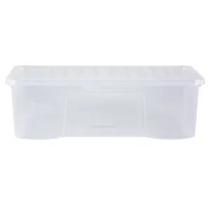 Wham Crystal 4x 62L Plastic Storage Boxes with Lids - Pack of 4.  Long, Large, Made in the UK Clear