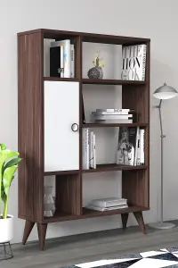 Soho Bookcase Free Standing Storage Shelf, 80 x 25 x 121 cm 7 Compartments Display Shelves, Bookshelf, Open Cabinet, Walnut