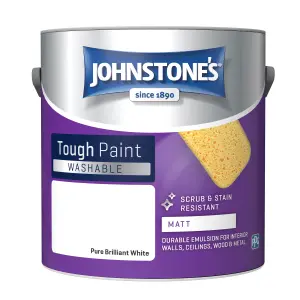 Johnstone's Washable Matt Tough Paint Pure Brilliant White - 2.5L