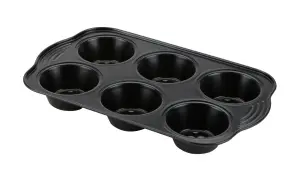 Prestige Aerolift Black Rectangular Steel Easy Clean Non-Stick 6 Cup Muffin Tin