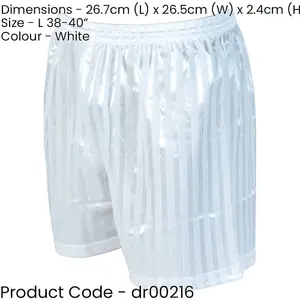 L - WHITE Adult Sports Continental Stripe Training Shorts Bottoms - Football