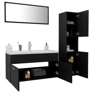 Berkfield Bathroom Furniture Set Black Engineered Wood