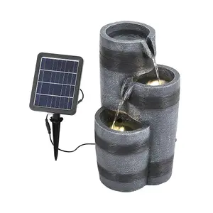 Solar Powered Garden Water Fountain Rockery Decor with Warm Light 48cm H