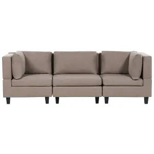 3-Seater Modular Fabric Sofa Brown UNSTAD