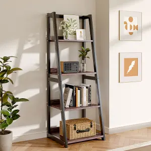 4 Tier Shelving Unit with Wood Shelf Bookcase Display Shelf