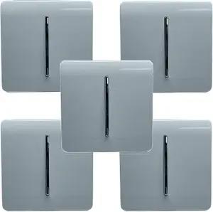 Trendi Modern 1 Gang 1 or 2 way Screwless Rocker Light Switch in Cool Grey (Pack of 5)