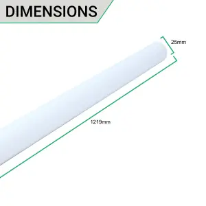 EAI - Hanging Wardobe Rail Kit - 25mm Tube - 1219mm Rail with 2x End Brackets & 1x Centre Brackets - White