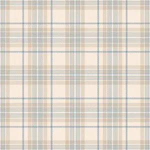 Traditional Check Wallpaper In Cream And Blue