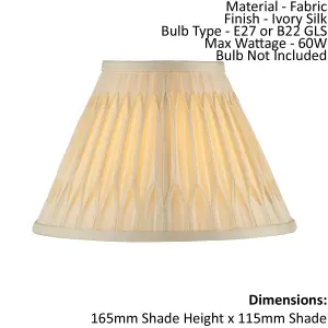 Tapered Cylinder Lamp Shade - Ivory Silk - 60W E27 or B22 - Living Room - e10065