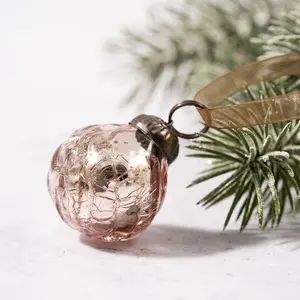 Crackle Swirls Bauble (Set of 6) Rose