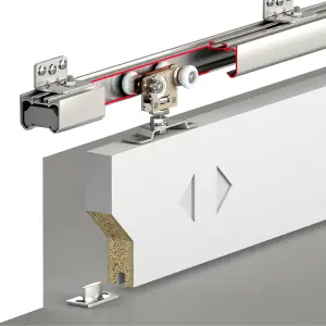 DecorAndDecor X-Slide Top Hung Sliding Door Gear Kit - 80Kg Max Door Weight - 2400mm Track