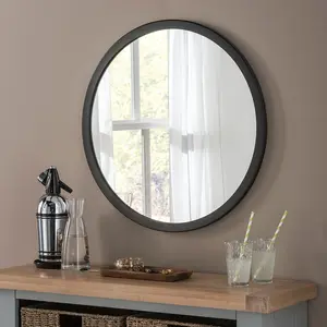 Tabatha Wood Flat Wall Mirror Black / 80cm H x 80cm W