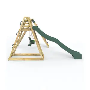 Rebo Wooden Pyramid Climbing Frame with Swings and 8.7ft Water Slide - Cora Linn