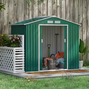 Outsunny 7 x 4ft Garden Shed Storage with Foundation Kit and Vents, Green